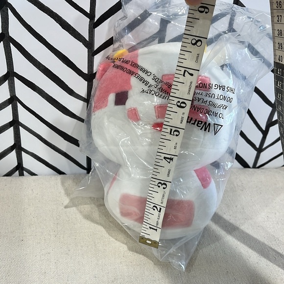 NWT Mewaii 8 Inch Mushroom Plush, Pink and White Cow Plush Pillow - Picture 7 of 7